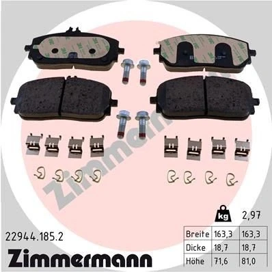 Imagen de ZIMMERMANN 22944.185.2 Juego de pastillas freno MERCEDES BENZ: Clase A, A Berlina, CLA Coupé