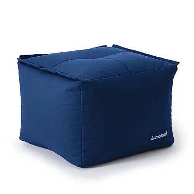 Imagen de Lumaland Beanbag Lounge Modular Puf Impermeable Taburete Ligero y Expandible Individualmente Juego de Salón para Interior Exterior Asiento Lavable Jardín 54x54x54 cm [Azul]