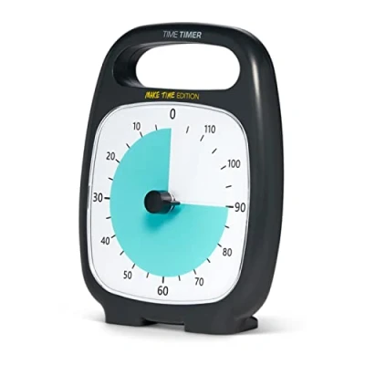 Imagen de Time Timer Plus 120 Minutos Temporizador visual Edición Make Reloj de cuenta atrás (carbón) y Bloc notas para productividad enfoque