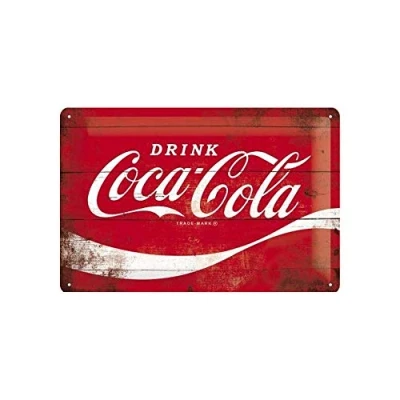 Imagen de Nostalgic Art Coca Cola Logo Red Wave Placa Decorativa, Metal, Rojo y Blanco, 20 x 30 cm