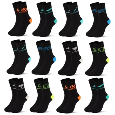 Imagen de Libella 12 Pares de calcetines infantiles para niños y niñas, deportivos fútbol, algodón, multicolor, macarrones 2889VA, 2874, 31 34