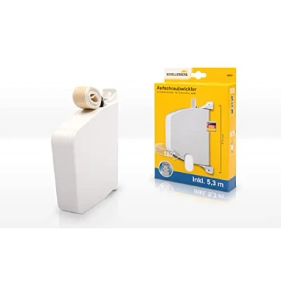 Imagen de Schellenberg 50801 Enrrollador MAXI, para montaje en pared, color blanco, Cinta de persiana, ancho: 23 mm