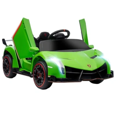 Imagen de HOMCOM Coche Eléctrico Lamborghini para Niños de 3 a 6 Años Batería 12V Velocidad MAX.7 km/h Puerta Tijera con Control Remoto MP3 Luces y Cinturón Seguridad 111x61x45 cm Verde