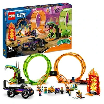 Imagen de LEGO 60339 City Stuntz Pista Acrobática con Doble Rizo, Monster Truck y Motos de Juguete, Set Construcción, Regalos Navideños, Reyes Magos