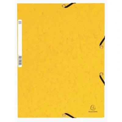 Imagen de Exacompta 55309E Pack de 10 subcarpetas con gomas elásticas bolsillos 3 solapas en cartulina brillo 355 g/m2 dimensiones 24 x 32 cm para documentos formato A4 color amarillo