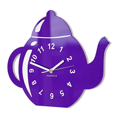 Imagen de FLEXISTYLE Reloj de Pared Cocina Moderno Krug 3D Romano, Moderno, Negro, 5 Colores (Morado (arándano)