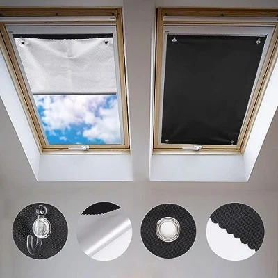 Imagen de Johgee 60 * 115CM Protección Solar térmica para Ventanas detecho con Ventosa, Interiores Velux de Techo Protector sin taladrar y Pegamento