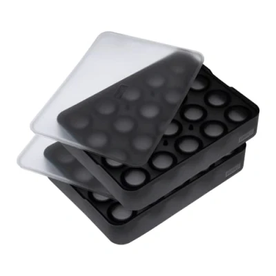 Imagen de Lurch 5240725 Ice Former Molde para cubitos de hielo (100% silicona sin BPA, con tapa 20 bolas (diámetro 3 cm), color negro