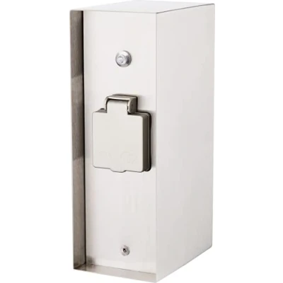 Imagen de BOLD Orio Toma de Corriente para Exteriores en el jardín (Columna Enchufe) con Clavija 3 vías Acero Inoxidable (Sensor luz Columna energía IP44 hasta 3680 vatios)