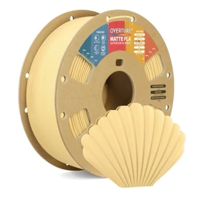 Imagen de OVERTURE Mate PLA Filamento de 1,75 mm, Rollo 1kg Bobina Cartón (2.2lbs), Precisión Dimensional +/ 0.02 mm(Amarillo Mantequilla Mate)