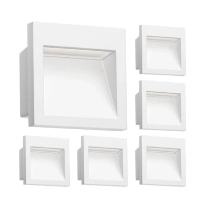 Imagen de ledscom.de 6 LED aplique empotrable NOLA, downlight para exteriores, IP54 mate, 90 x 90mm, blanco cálido