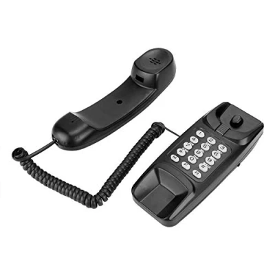 Imagen de Dpofirs Teléfono Fijo de Pared para Hoagres, Mini Comercial con Cable Escritorio, Función Rellamda, Flash y Silenciode Llamadas, Adecuado Hoteles, Oficinas Hogares, (Blanco)