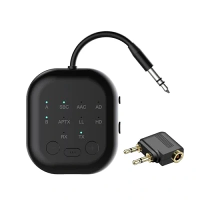 Imagen de eppfun 3040C MAX Bluetooth 5.3 Receptor Transmisor de Audio con APTX/APTX LL/APTX HD/AAC/SBC,Receptor Inalámbrico Cable 3.5mm para PC/TV/Automóvil/Airplan