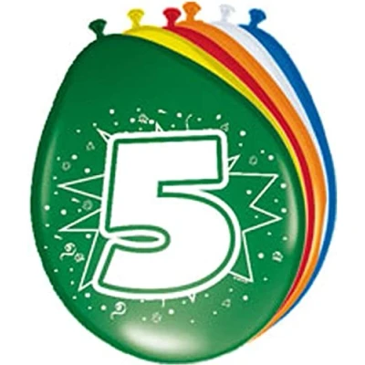 Imagen de Folat 5 Año Globos para Fiesta Decoración Multicolor 12In/30cm 8 piezas , color/modelo surtido