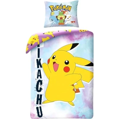 Imagen de Halantex Juego de cama Pokemon Pikachu 100% algodón, funda nórdica 140 x 200 cm + almohada 65 cm, individual, POK650