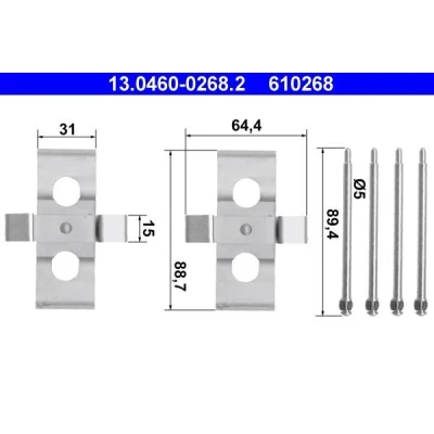 Imagen de ATE 13.0460 0268.2 Kit de accesorios, pastillas frenos Discos MERCEDES BENZ: Clase E Berlina, W124 T modell norauto, oscaro,