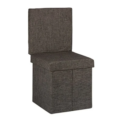 Imagen de Relaxdays Puff Almacenaje con Respaldo, Taburete Plegable, Asiento, Baúl, Caja, Lino, 1 Ud, 73 x 38 cm, Marrón, Gomaespuma