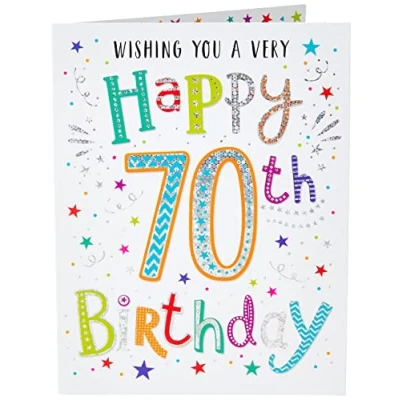 Imagen de Regal Publishing Modern Milestone Age Tarjeta de felicitación cumpleaños 70 8 x 6 pulgadas, color blanco