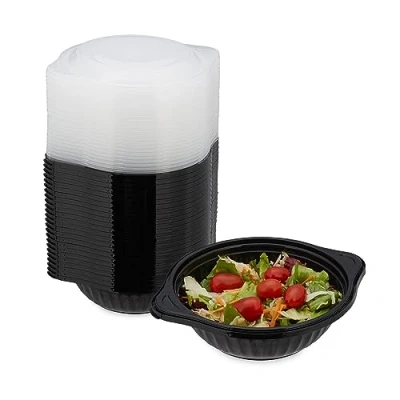 Imagen de Relaxdays Juego Preparar Comida Fiambreras Plástico, Set de 24, 1 Compartimento, Aptas Microondas, Reutilizables, Cajas para Meal Prep, Negro, 5 x 18 cm