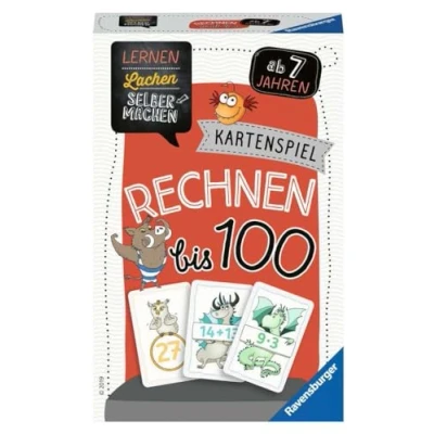 Imagen de Ravensburger 80660 Aprender a reír hazlo tú Mismo: cálculo hasta 100, Juego Infantil Partir de 7 años, Educativo para 1 5 Jugadores, Cartas, Color Negro