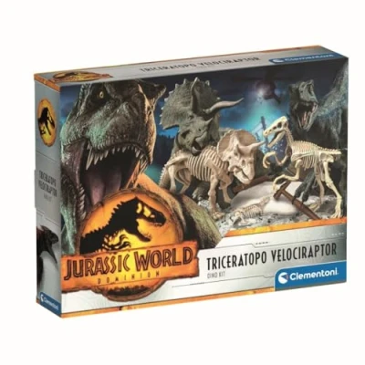 Imagen de Clementoni Ciencia y Juego 3 Dominion Valeociraptor + Triceratops Jurassic World, Arqueología de Dinosaurios, a Partir 7 años (19289), Multicolor, Mittel