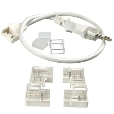 Imagen de Jandei Kit de Conexión para Tira LED COB 220V. Incluye Enchufe, Conectores “L y Capuchones Finales