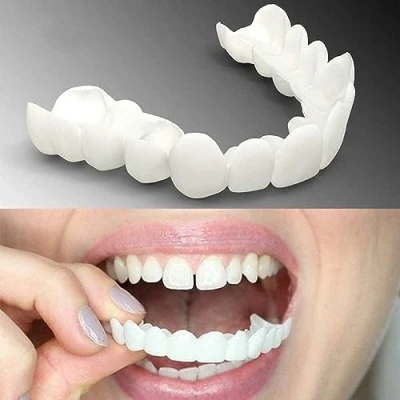 Imagen de Giural 2 Series Cosméticas Carillas Dentaduras Snap on Veneers Smile Dientes Reutilizable Cubrir Faltantes,Rotos,Deformidad para Hombres Y Mujeres Alta Baja