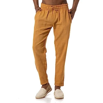 Imagen de Red Bridge pantalones de lino para hombre, ocio, marrón claro, XL