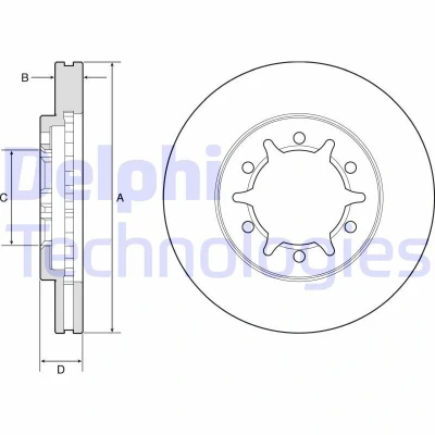 Imagen de DELPHI BG4795C Disco de freno 260 26 6 ventilado revestido sin procesar cojinete rueda, anillo sensor ABS NISSAN: NP300 Pick up