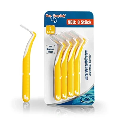 Imagen de One Drop Only® 8 cepillos interdentales de 0,7 mm (tamaño L) / cepillo interdental para una limpieza profunda los dientes interdentales/mejor higiene bucal mediante dentales