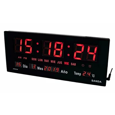 Imagen de RevolutionLine Sanda SD 0015 Reloj Digital de Pared y Mesa Led Color Rojo Calendario Termómetro Fuente Alimentacion Alta precisión 36 x 15 3 centímetros Peso 660 Gramos