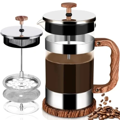 Imagen de GUHAOOL Cafetera de Prensa Francesa, 1000ML Francesa émbolo con Jarra Cristal y Filtro Acero Inoxidable, para Casa,Cocina, Oficina Viajar