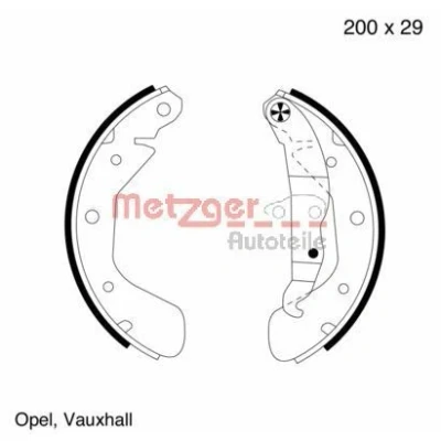 Imagen de METZGER MG 563 Zapatas de Freno Eje trasero 200 28,0 con palanca OPEL: Astra F Berlina, Corsa B Hatchback, A CC
