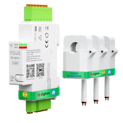 Imagen de NOUS D4Z Zigbee Smart DIN Medidor de energía 120A, Monitorización del consumo en tiempo real, Compatible con Alexa y Google Home, Montaje carril