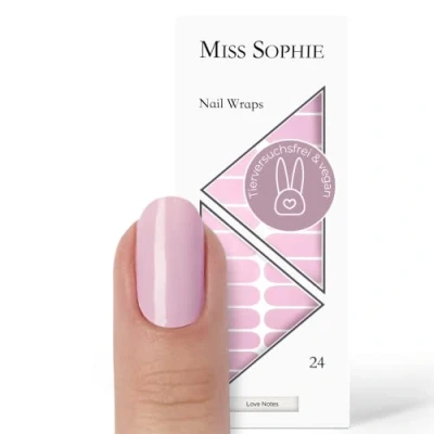 Imagen de Miss Sophie Lámina de uñas &quot;Loves Notes&quot;, Monocolor, Rosa, Nail Wraps 24 láminas autoadhesivas ultrafinas larga duración