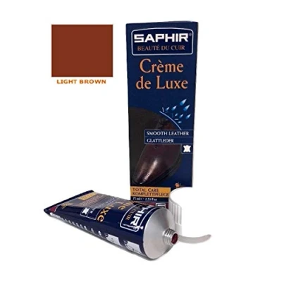 Imagen de SAPHIR Crème de Luxe en Aplicador 75 ml Crema Nutritiva, Recolorante e Impermeabilizante para el Cuero (Marrón Claro 03)