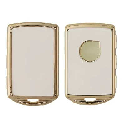 Imagen de kwmobile Carcasa para Mando Compatible con Llave de Coche Volvo 4 Botones Keyless Go Funda Llaves TPU Blanco/Dorado