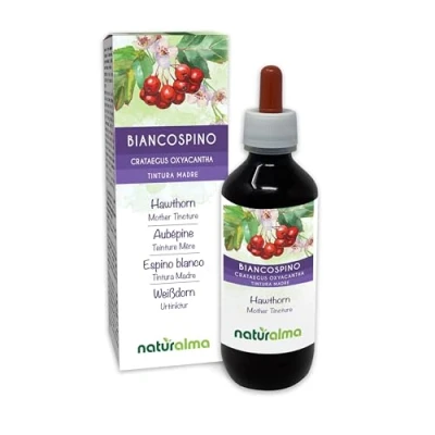 Imagen de Espino blanco (Crataegus oxyacantha) hojas y flores Tintura Madre sin alcohol Naturalma Extracto líquido gotas 200 ml Complemento alimenticio Vegano