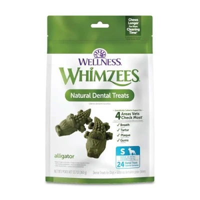 Imagen de WHIMZEES by Wellness Alligator Masticables dentales Naturales para Perros, golosinas de Larga duración, sin Granos, refresca el Aliento, Raza pequeña, 24 Unidades