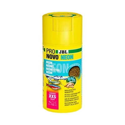 Imagen de JBL PRONOVO Neon Grano, Alimento básico para neón y Otros pequeños Characins de 1 3 cm, granulados Peces, dosificador Clic, tamaño XXS, 100 ml