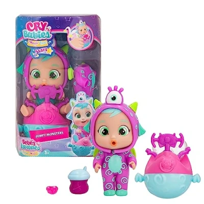 Imagen de Cry Babies Magic Tears Jumpy Monsters, Stars Fuzz, Bambola Collezionabile con Pigiama Mostriciattolo, Giocattolo Bambine e Bambini +3 Anni