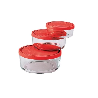 Imagen de Bormioli Food Storage Containers Frigoverre Red Set of 3