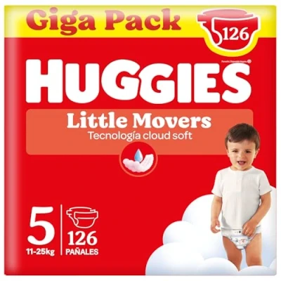 Imagen de HUGGIES Little Movers Pañales para Bebé con Diseños Disney Talla 5 (11 25 kg), Comodidad la Piel 24/7, 3 Packs de 42, Total 126