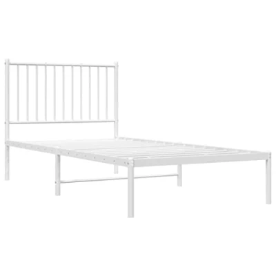Imagen de vidaXL Estructura de Cama Metal con cabecero Blanco 90x190 cm, armazón Cama, Muebles Dormitorio, Marco Individual