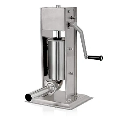 Imagen de Zelsius Máquina Embutidora Profesional de Salchichas I Acero Inoxidable Manual Cuatro Tubos Llenado Diferentes con Caja Cambios 2 Velocidades Válvula Ventilación