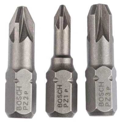 Imagen de Bosch 2 607 001 753 Set de 3 puntas atornillar extraduras (PZ) PZ1; PZ2; PZ3; 25 mm (pack 3)
