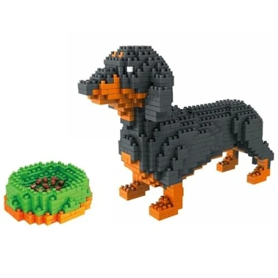 Imagen de Atomic Building Perro Salchicha o Dachshund Figura para ensamblar con nanoblocs. 898 Piezas.