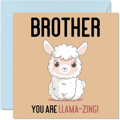 Imagen de tarjetas de cumpleaños para hermano, llama Zing, divertida tarjeta feliz hermano hermana, regalos hermanos, felicitación broma 145 mm x