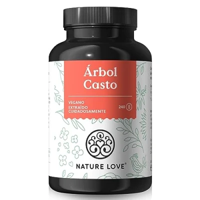Imagen de NATURE LOVE® 240 Cápsulas sauzgatillo Extracto 4:1 de Vitex Agnus Castus Dosificación alta con 10mg por cápsula Sin aditivos, veganas, probadas en laboratorio, producido Alemania.