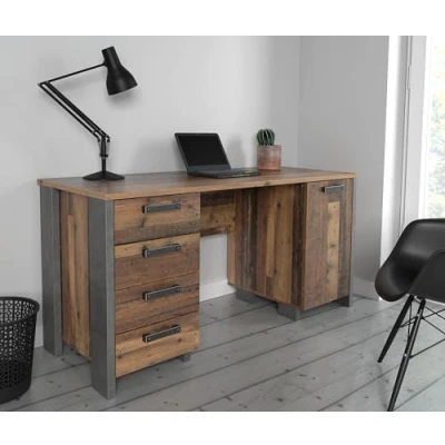Imagen de Forte Clif Schreibtisch Escritorio, Madera de ingeniería Metal Plástico, Old Wood Vintage/Hormigón Gris, 155 x 73,5 60
